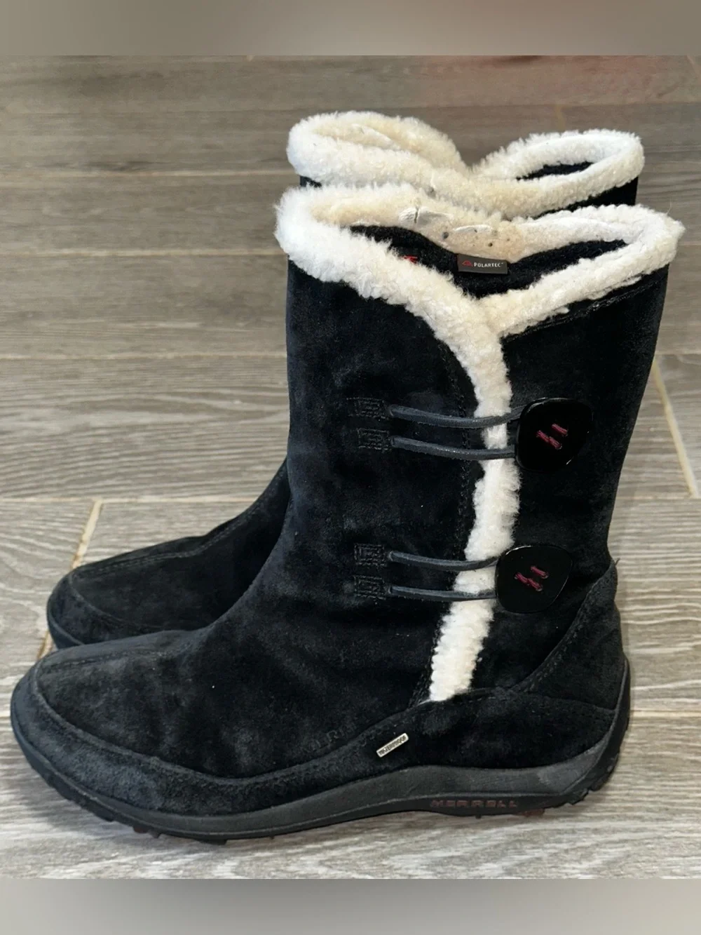 Merrell Yarra Apres Women’s 8.5 Waterproof Black Suede Boots Polartec Insulated